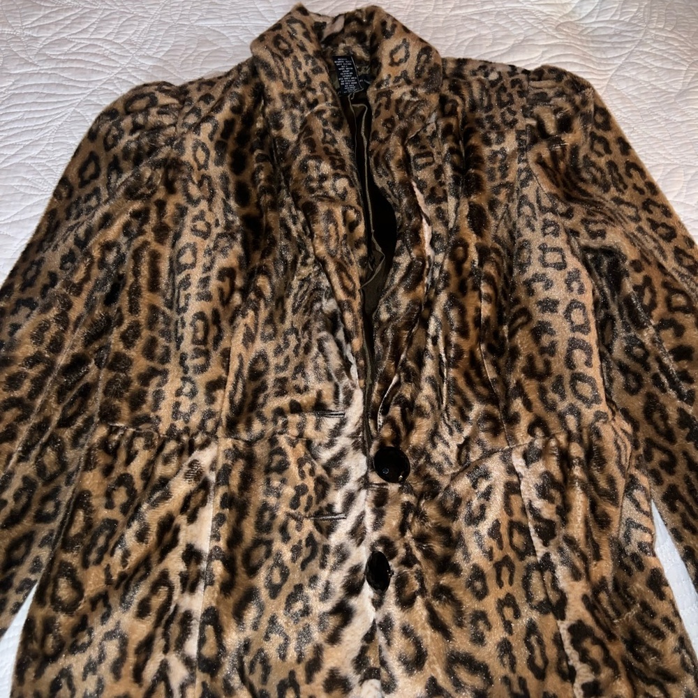 INC International Concepts Brown Leopard Teddy Jacket